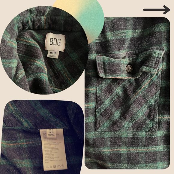 Urban Outfitters Women's Green and Navy Shirt - Picture 2 of 7